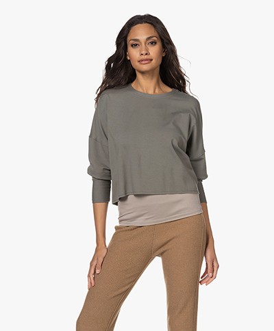 Majestic Filatures Soft Touch Cropped Sweatshirt - Graphite