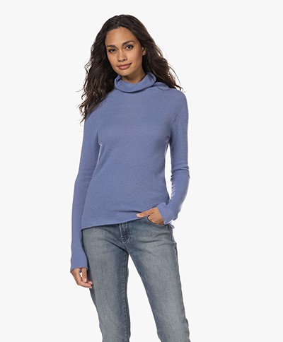 Belluna Caress Cashmere Turtleneck Sweater - Blue