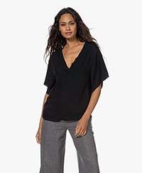 Vince Losvallende Blouse met Korte Mouwen - Zwart