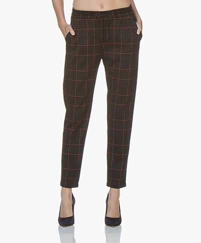 BOSS Soggary Checkered Wool Blend Sweatpants - Black/Blue/Red