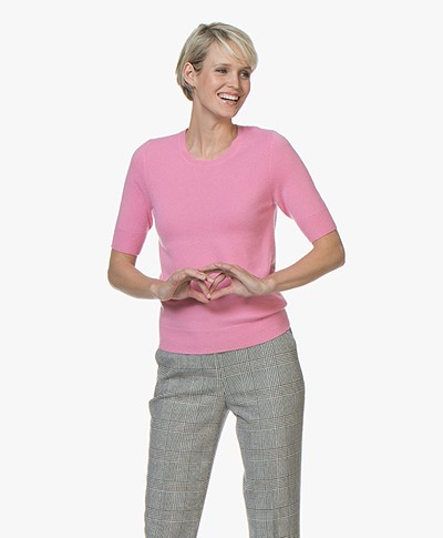 Repeat Short Sleeve Cashmere Pullover - Pink