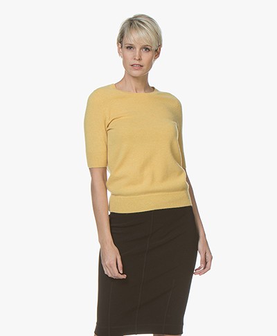 Repeat Short Sleeve Cashmere Pullover - Sunflower