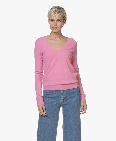 Repeat Cashmere V-Neck Pullover - Pink