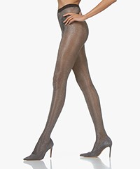 FALKE Highshine 20 Den Lurex Panty - Zwart/Zilver