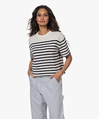 Lisa Yang Cila Striped Cashmere T-shirt - Cream/Navy