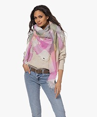 Repeat Wol-Cashmere Geblokte Sjaal - Blossom
