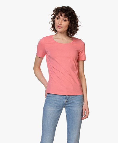 Repeat Cotton Basic Round Neck T-shirt - Flamingo