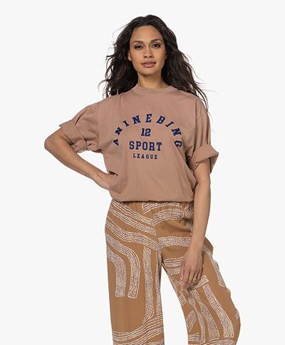 ANINE BING Caden League Print T-shirt - Washed Camel