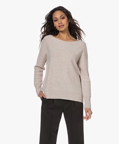 Vince Boiled Cashmere Boatneck Sweater - Marble
