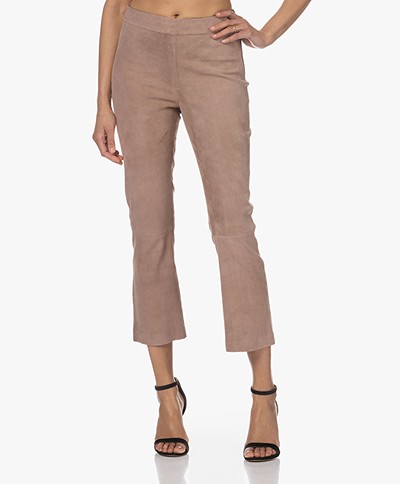 LaSalle Suede  Leather Cropped Pants - Camel