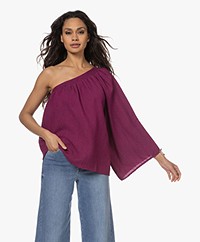 Vanessa Bruno Avril Linnenmix One-Shoulder Blouse - Pourpre