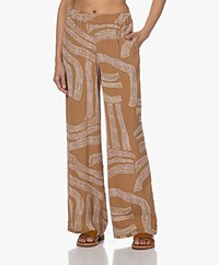 LaSalle Viscose Crêpe Print Broek - Honey
