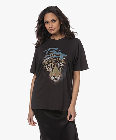 ANINE BING Walker Leopard Print T-shirt - Vintage Zwart