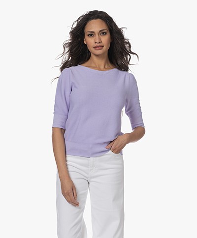 no man's land Short Sleeve Sweater - Cool Lilac