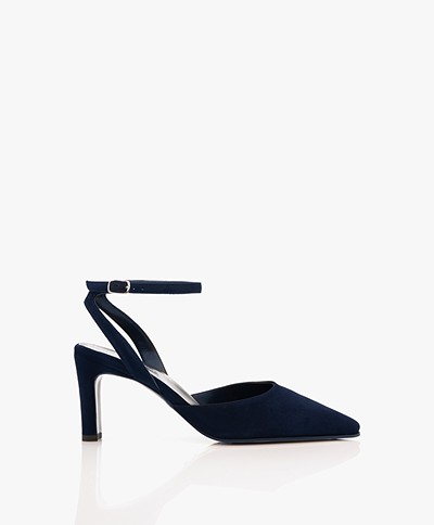 Panara Suede Pumps with Ankle Strap - Marina