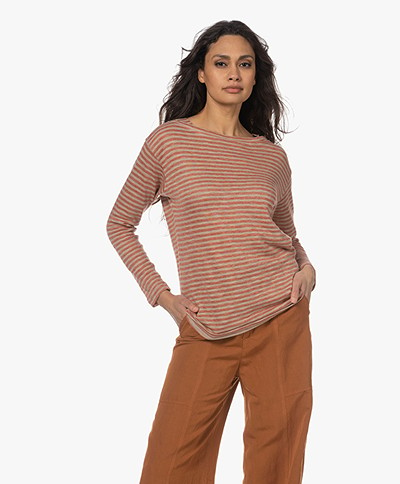 Pomandère Striped Linen-Cotton T-shirt - Mango