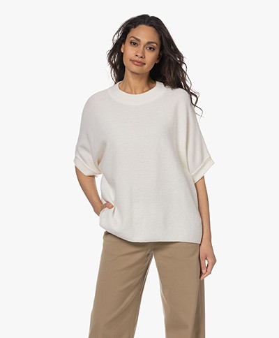 Sibin/Linnebjerg Louise Merino Woolen Short Sleeve Sweater - Off-white