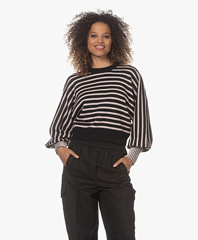 ba&sh Mayol Striped Cropped Sweater - Black