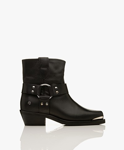 ANINE BING Mid Ryder Leather Boots - Black