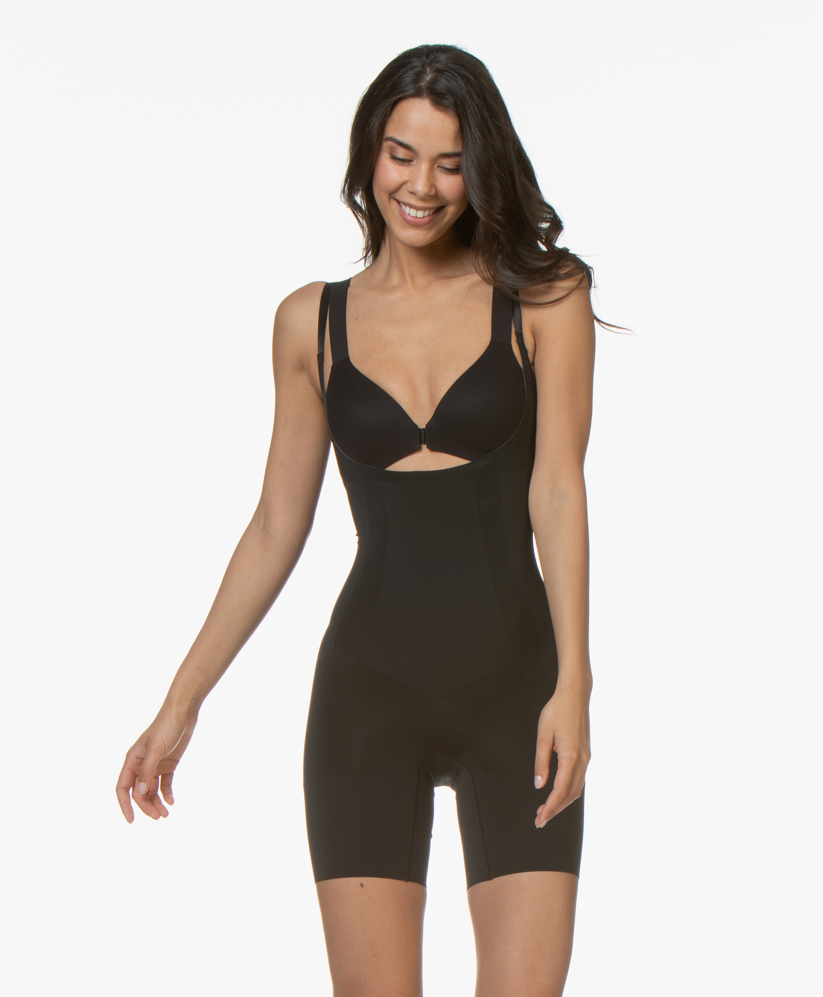 SPANX® OnCore Open-Bust Mid-Thigh Bodysuit - Black - 10130r 9999 - very