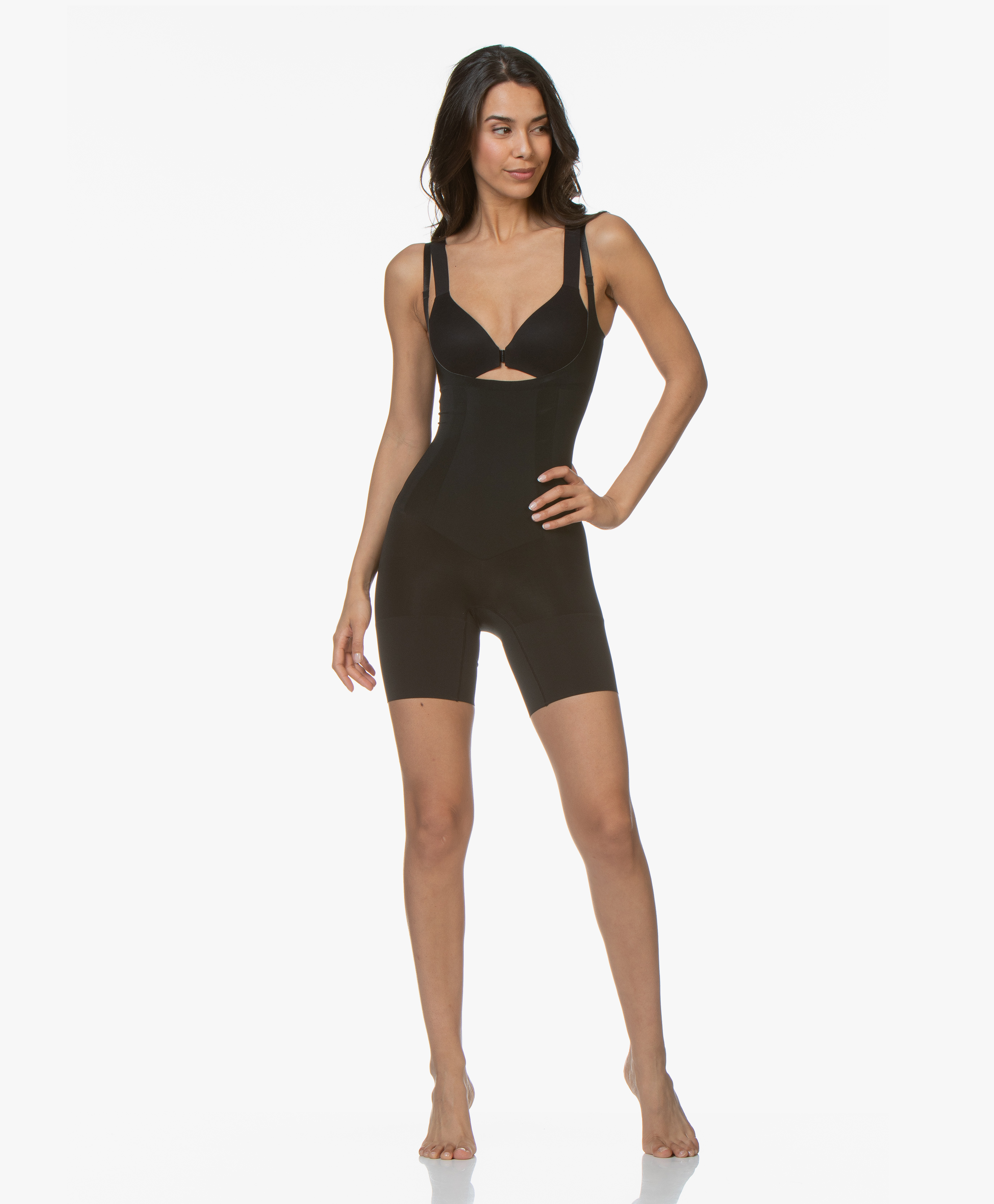 SPANX® OnCore Open-Bust Mid-Thigh Bodysuit - Black - 10130r 9999 - very