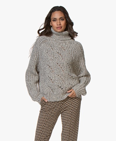 ba&sh Azure Turtleneck Sweater in Alpaca and Wool - Greige