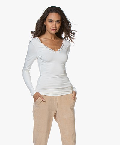 by-bar Basic Long Sleeve with Lace - Off-white