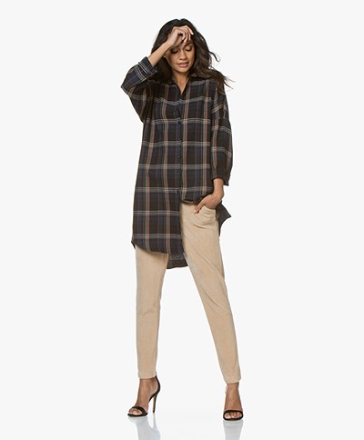 oversized checked shirt dress