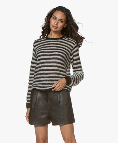 by-bar Gwen Mohair Blend Striped Pullover - Black/Off-white