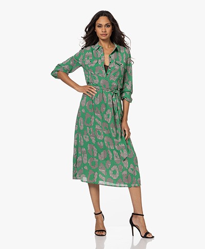 KYRA Sibrinne Print Shirt Dress - True Green