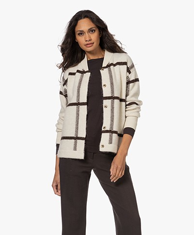 KYRA Danine Wool-Alpaca Blend Print Jacket - Almond