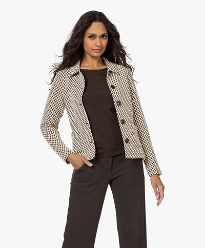 KYRA Lubine Textured Jacquard Blazer Jacket - Deep Brown