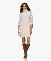 KYRA Essa Long Cotton and Wool Blend Turtleneck Sweater - Almond