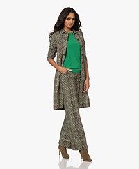 KYRA Felize Textured Jersey Long Print Blazer - True Green