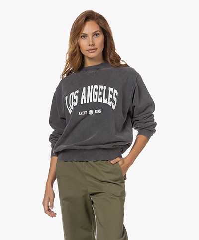 ANINE BING Ramona Los Angeles Print Sweatshirt - Washed Black