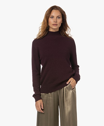 Belluna Blush Wool Blend Turtleneck Sweater - Grape