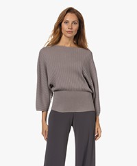 no man's land Sweater with Cropped Dolman Sleeves - Soft Mink