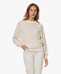 Repeat Cashmere Sweater with Button Closure - Cream 
