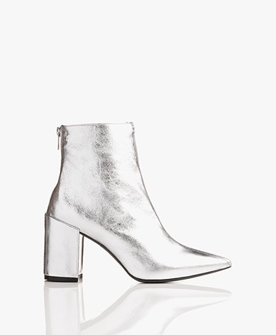 Zadig & Voltaire Glimmer Leather Ankle Boots - Silver