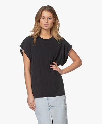 IRO Paulina Lyocell Mix T-shirt - Used Black