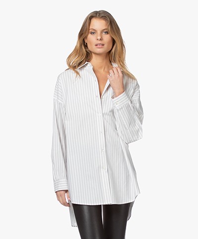 IRO Beauty Oversized Striped Shirt - White/Grey