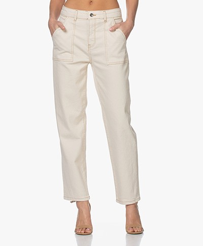 by-bar Smiley Cotton Twill Pants -  Off-white