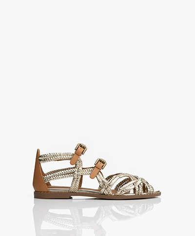 See by Chloé Katie Braided Leather Sandals - Metallic Gold