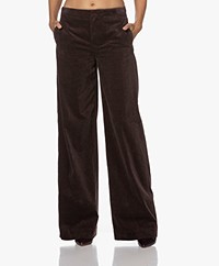 Drykorn Beyond Corduroy Pants with Wide Legs - Mahogany