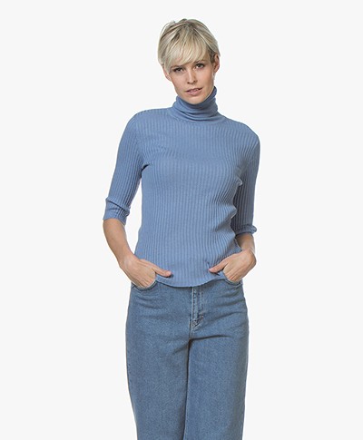 Filippa K Flat Rib Roller-Neck Sweater - Paris Blue