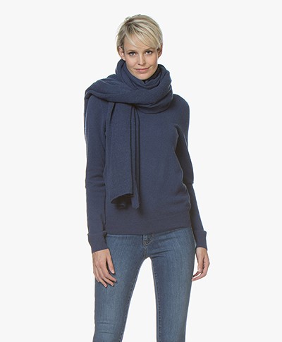 Repeat Cashmere Sjaal - Donkerblauw 