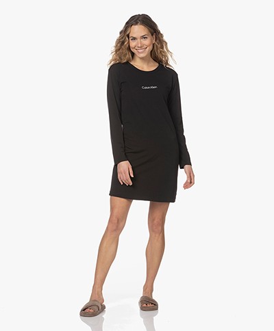 Calvin Klein Long Sleeve Jersey Nightshirt - Black