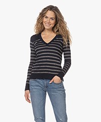 Zadig & Voltaire Missia Lurex Wool Blend Striped Sweater - Encre
