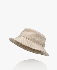 Pomandère Woolen Bucket Hat with Herringbone Pattern - Ice
