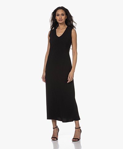 LaSalle Sleeveless Viscose-Linen Maxi Dress - Black